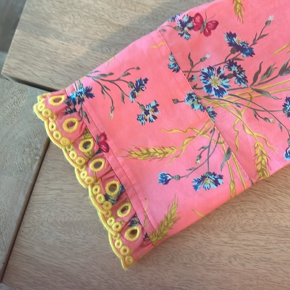 J Crew Cotton Perfect Shirt Liberty -Pink Blouse with Yellow Accents - Picture 8 of 8